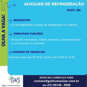 Auxiliar de Refrigeração - Ivoti