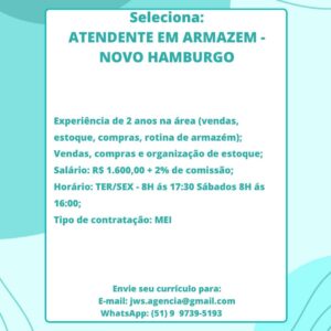 Atendente em Armazém - Novo Hamburgo