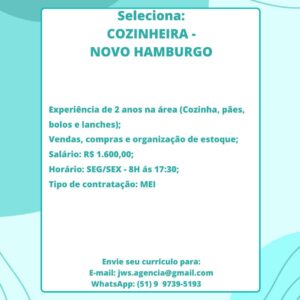 Cozinheira - Novo Hamburgo