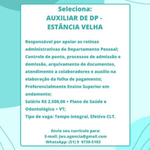 Aux. Departamento Pessoal - Estância Velha
