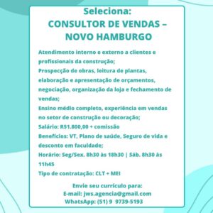 Consultor de Vendas - Novo Hamburgo