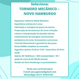 Torneiro Mecânico - Novo Hamburgo