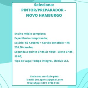 Pintor/Preparador - Novo Hamburgo